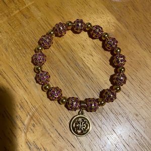 Pink and Gold Rustic Cuff Bracelet